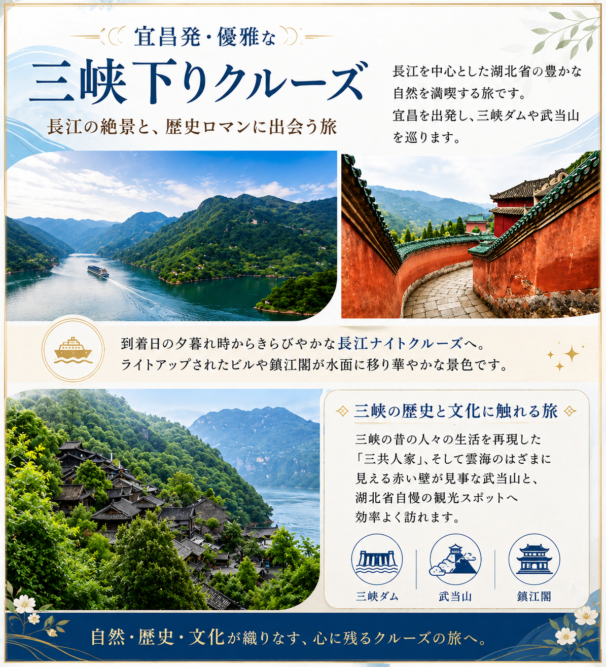 雄大な長江三峡下りツアー道教の聖地「武当山」を巡る4日間::ホテル価格表
